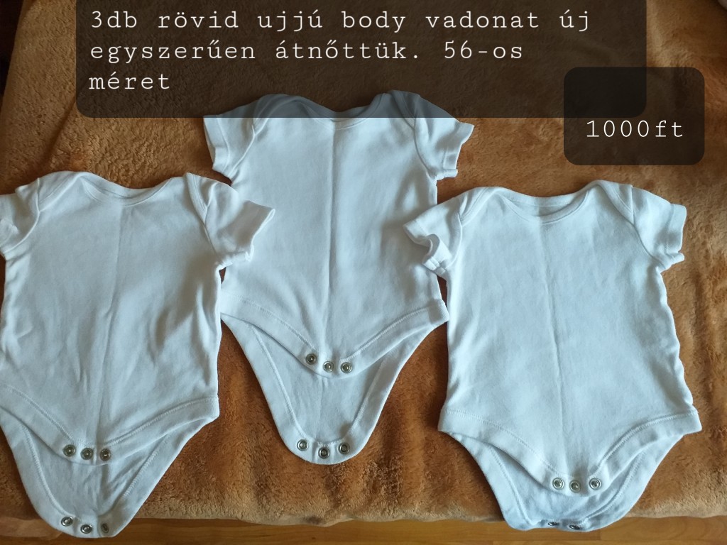 3db fehér rövid ujjú body  - 0