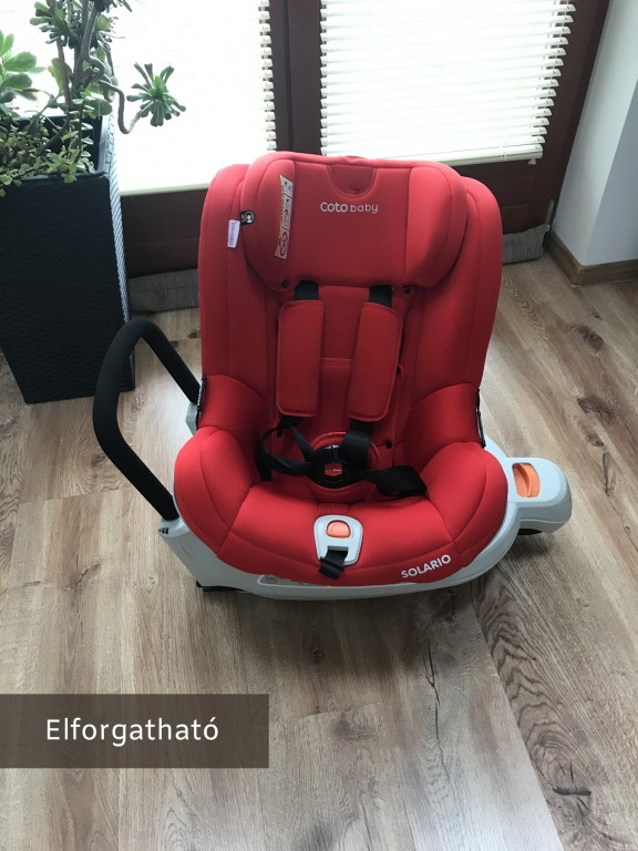 Coto Baby Solario ISOFIX nagyon szép, megkímélt állapotban!

- 360 fokban elforgatható kagylóülés
- 2 db gyári huzat, 40 fokon mosható
- Menet közben dönthető
- 7 fokozatba állítható fejtámla
- Menetiránnyal ellentétesen és szemben is használható
- 0 - 18 kg-ig

Mi 6 hónapos kortól használtuk, amikor a hordozó már kicsi volt.
 - 2