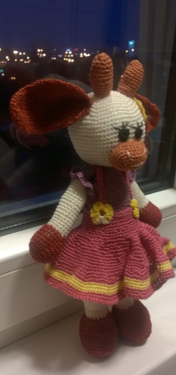 Horgolt, amigurumi, új, 25 cm es tehén - 0