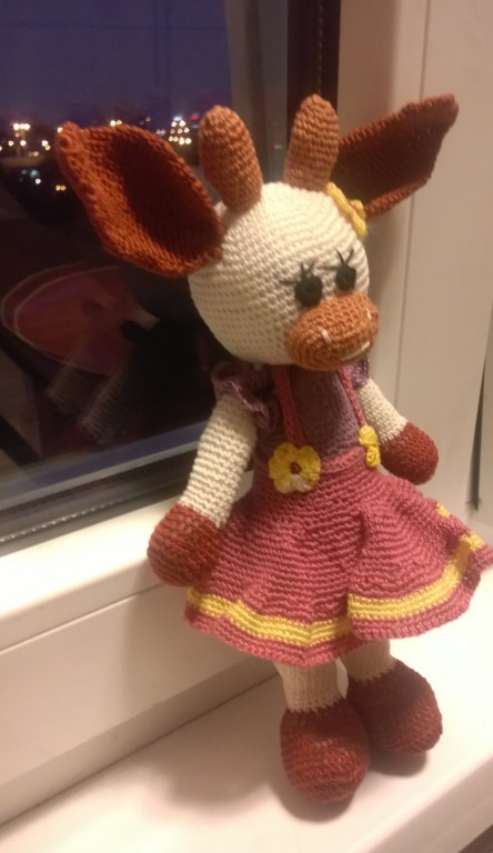 Horgolt, amigurumi, új, 25 cm es tehén - 2