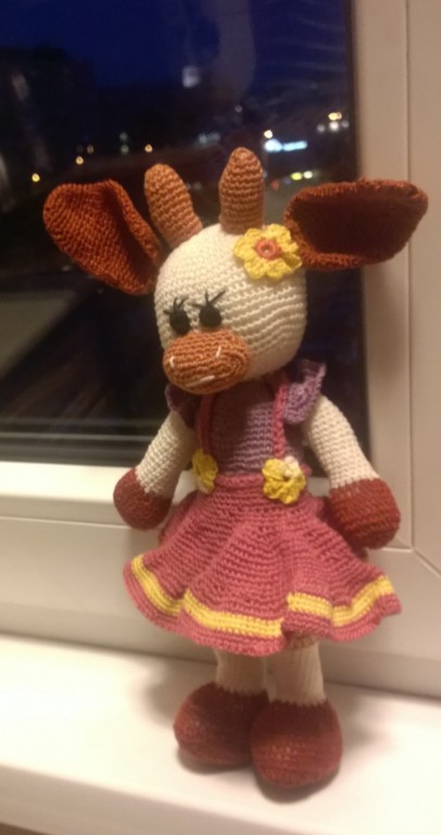 Horgolt, amigurumi, új, 25 cm es tehén - 3