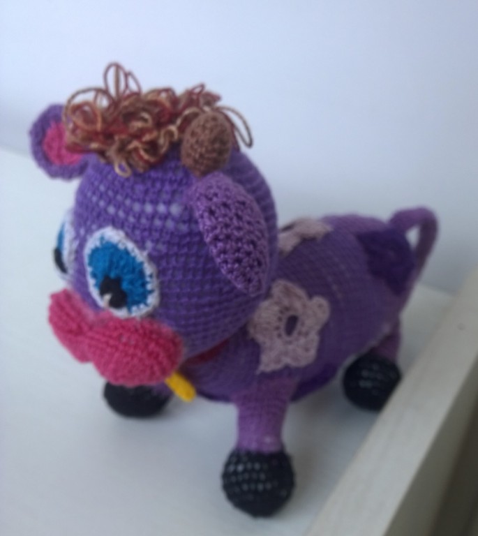 14 cm es üj horgolt amigurumi Milka tehén - 3